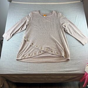 Ruby Rd Long Sleeve Top Sz 2X Gromets Gold Speckles Flattering Fun
